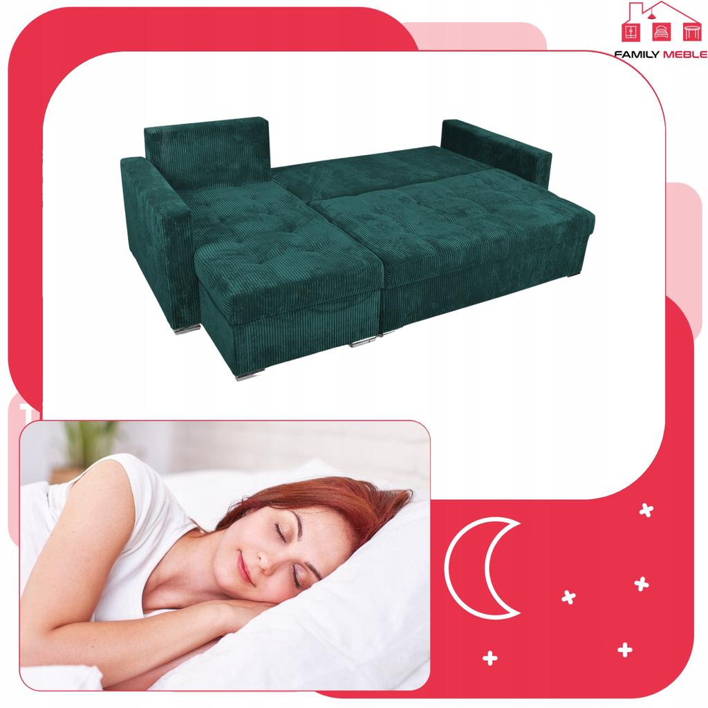 Ecksofa Bonito ausklappbar mit Schlaffunktion Family Meble Cord dunkelgrau