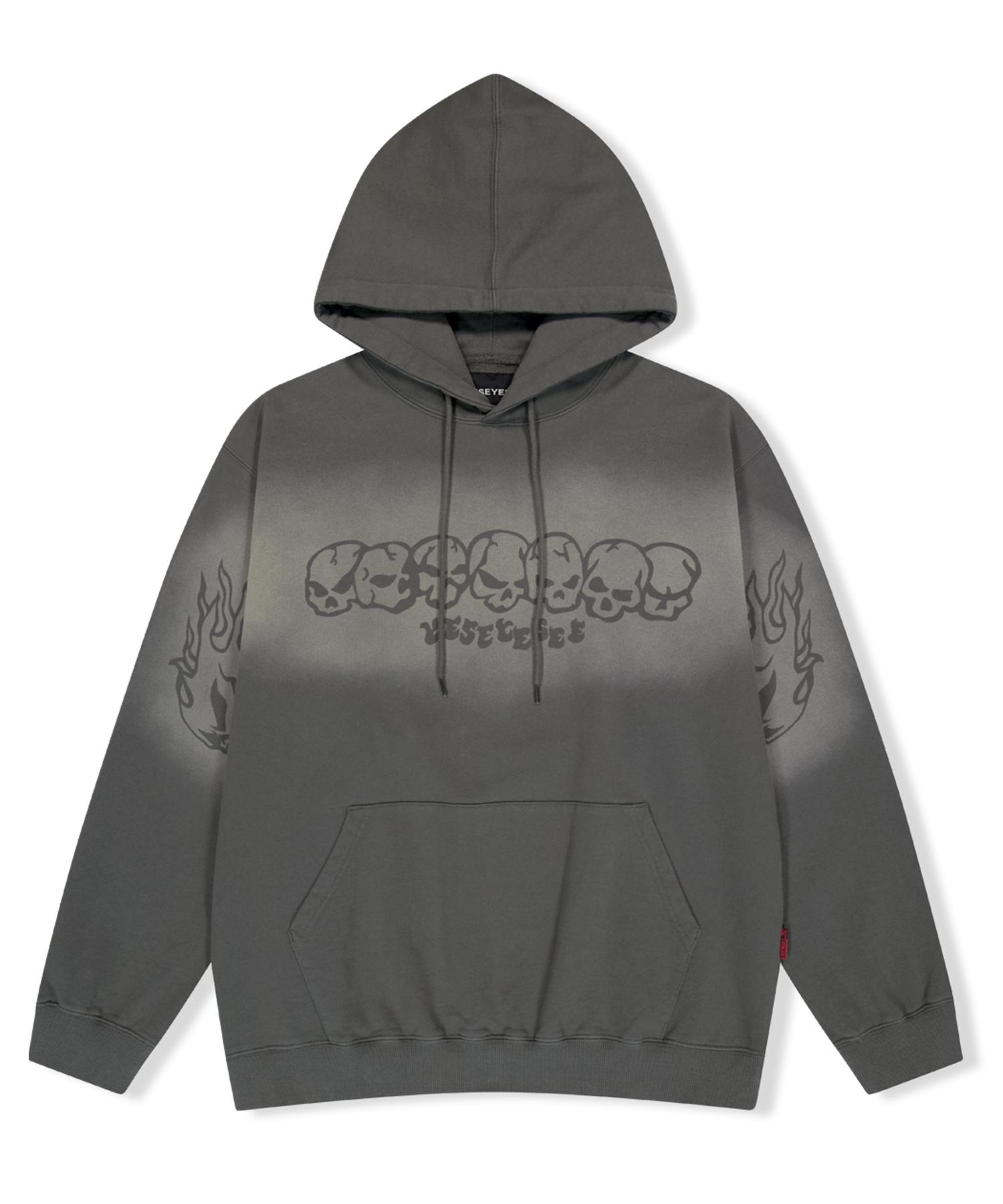 Yes Ic Y.E.S Fade-Out Skull Hoodie Dark Gray Xl