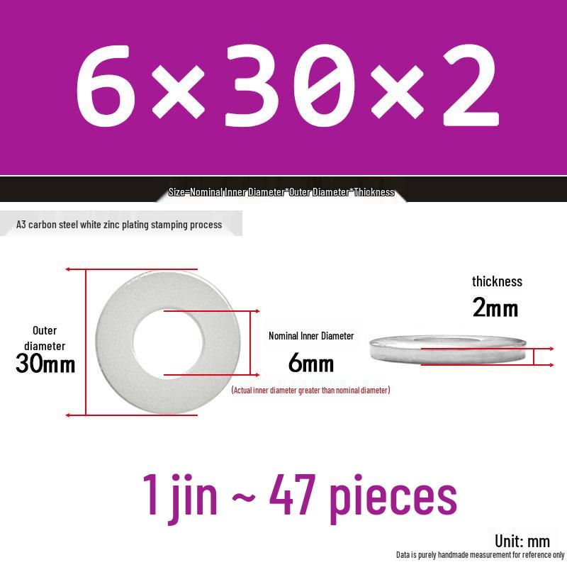Extra Thick Galvanized Iron Flat Washer, Round, M3-M62