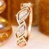 Korean-style Minimalist Ring with Interwoven Leaf Design and Full Diamond Embellishments Light Luxury, Versatile, and Fashionable Thin Ring for Women