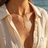 European and American Personalized Corrugated Splicing Clavicle Chain Stainless Steel Necklace insY-shaped Micro-inlaid Zircon Fringed Necklace
