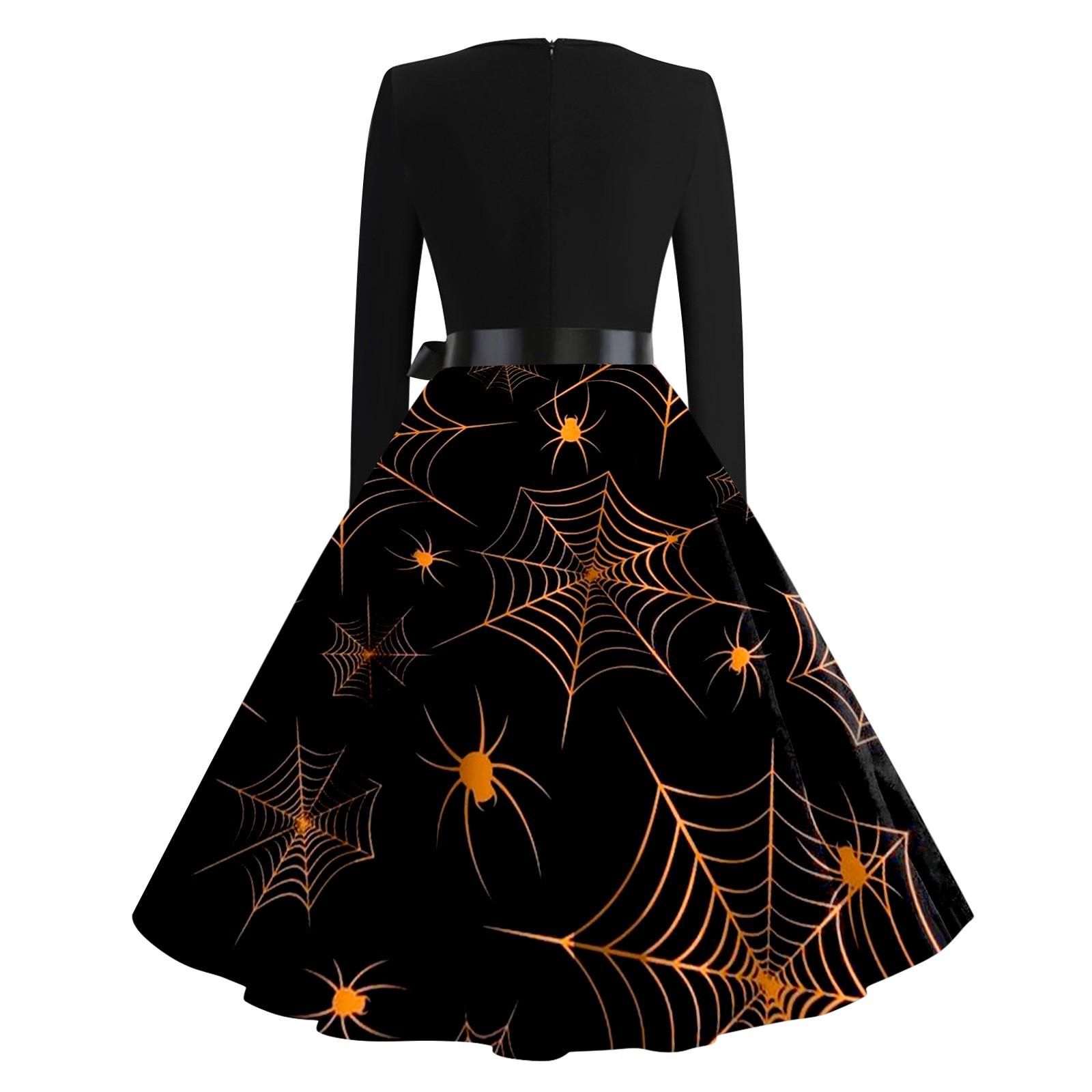 Женское винтажное платье с длинным рукавом для Хэллоуина и принтом 1950-х годов — фото 4