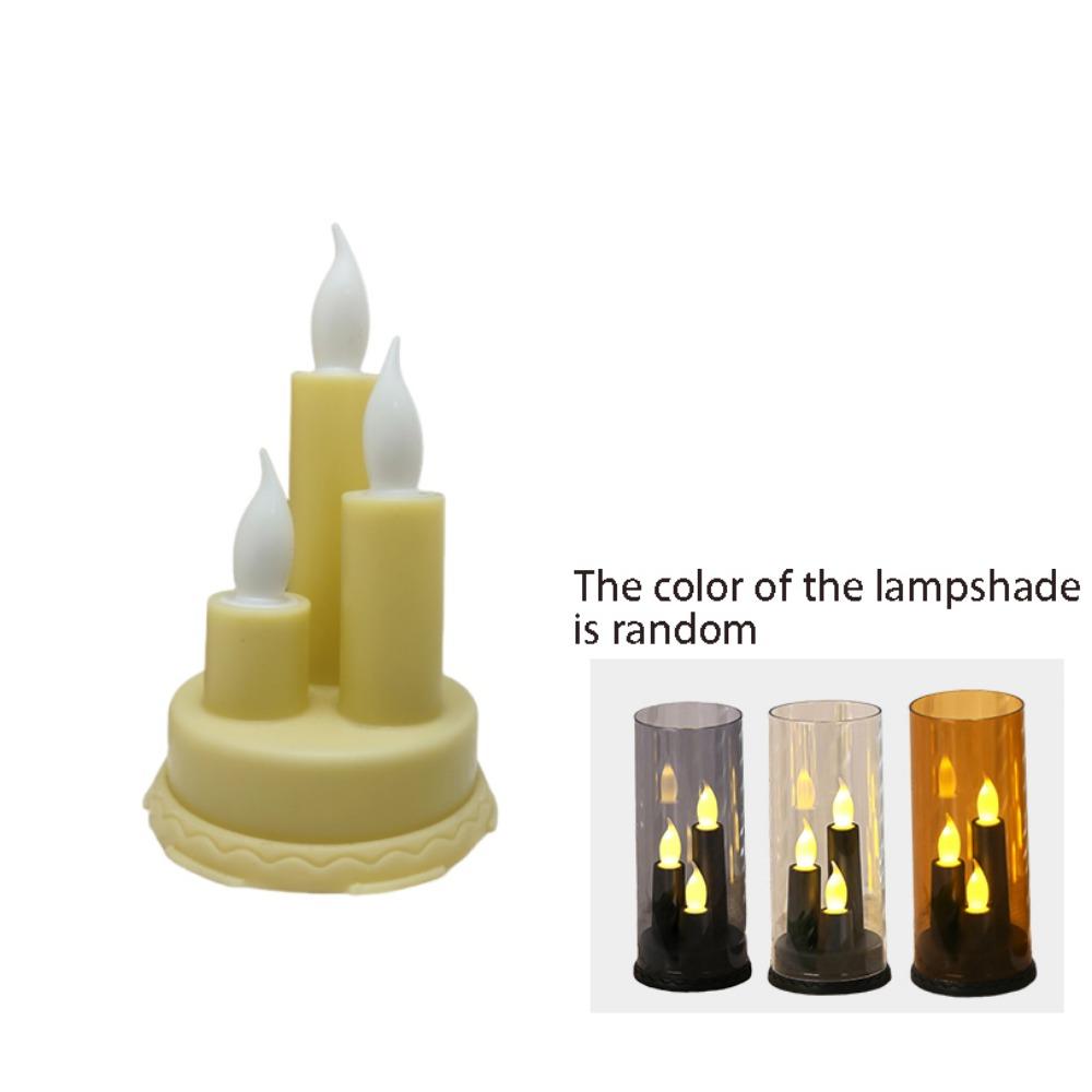 3 in 1 LED Flameless Candle Flickering Taper Electronic Candle Light Three-Wick With Lampshade Flameless Pillar Candle