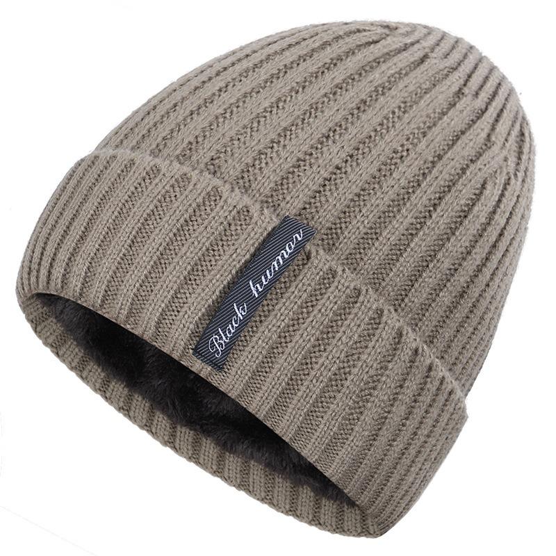 Winter knitted hat men's fleece thickened big head wool hat cold-proof and warm ear protection pullover hat outdoor windproof hat