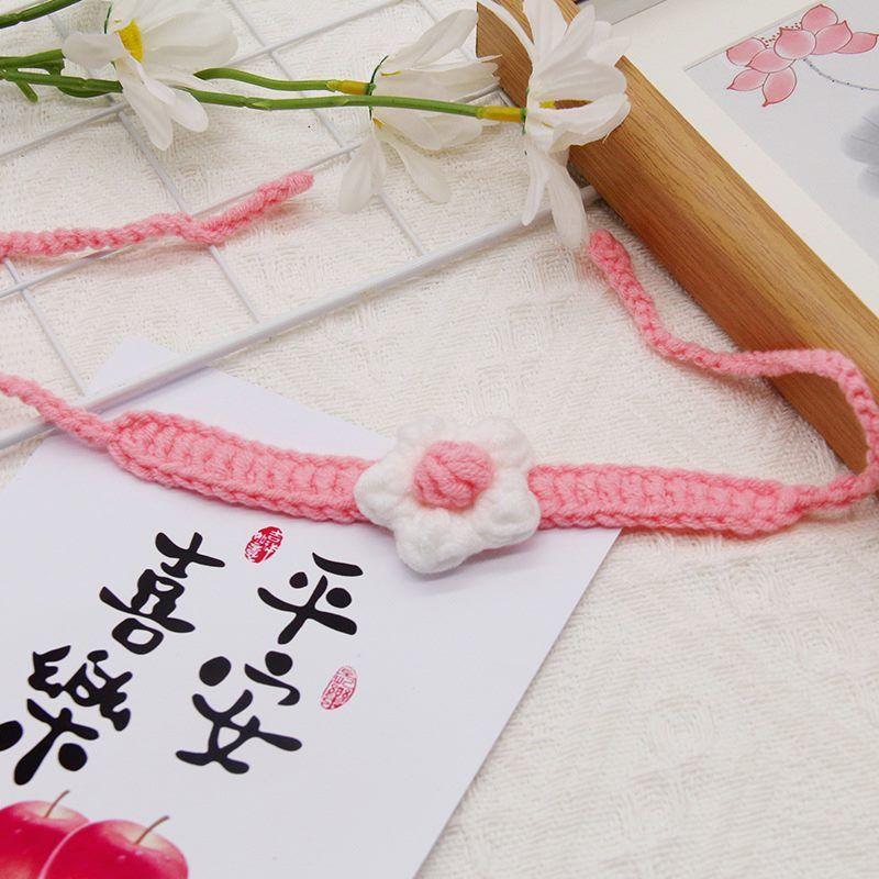 

Ручная работа ПОДСОЛНУХ Шерсть Товары для питомцев Питомец Кот Слюнявчик Вязаный вручную Ошейник-шарф для котенка . S number adjustment 15-25cm Pink