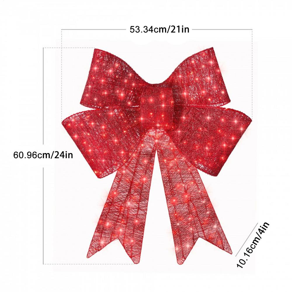 

2025 christmas wreath bow Light Up Christmas Tree Top Bow Velvet Wreath Ornaments for Winter Festival New Year decoration 60cm красный