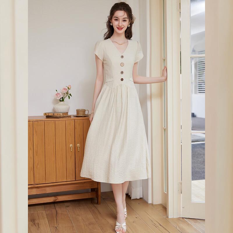 Elegant French V-Neck Tie-Waist Maxi Dress