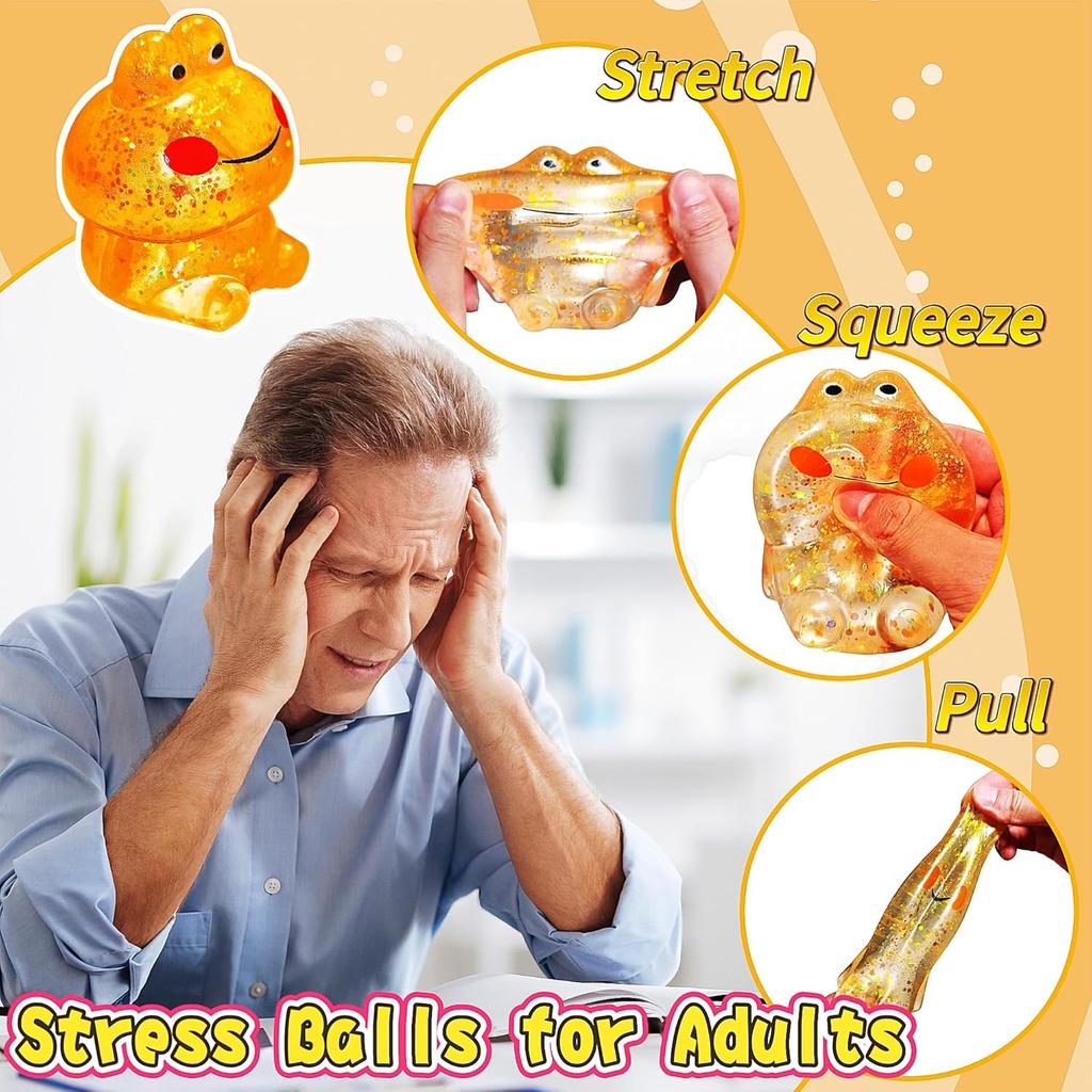 Squishy Frog Stress Balls Stretchy Squish Ball Sensory Squeeze Fidget Toys Stress Relief Balls for Kids Anxiety Relief Gifts