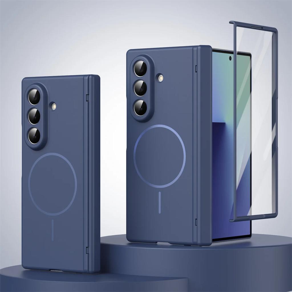 Hinge Protective Magnetic Shockproof Phone Case for Samsung Galaxy Z Fold 7 6 5 4 3 5G for Magsafe Fold7 Fold6 Frosted Cover
