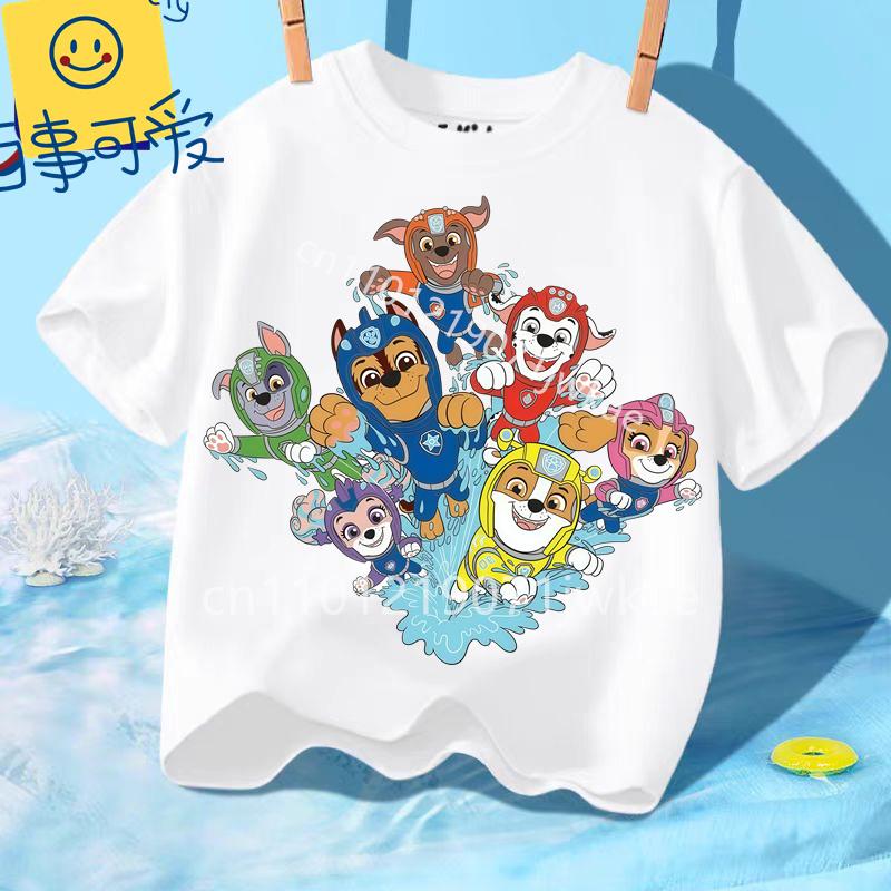 Summer Kids Korean Clothes Baby Casual Tees Cute Birthdays Gifts Paw Patrols Girl Boys T Shirt Cartoon Skye Short Sleeve Tops