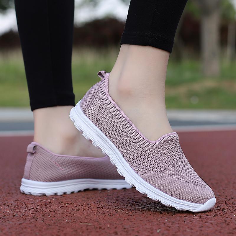 Ultra Light Women's Flats Breathable Mesh Loafers Elastic Ladies Slip-on Casual Shoes for Walking Traveling Driving