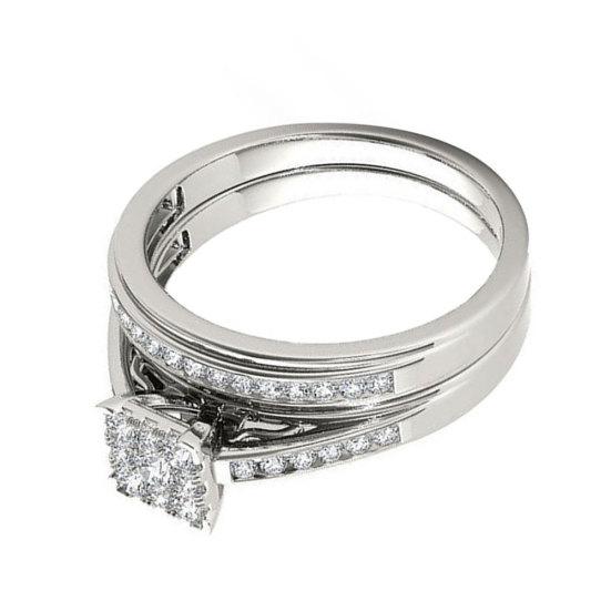 Luxury Square Zircon Double Layer Engagement Bride Ring Wedding Finger Jewelry