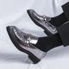 Glitter Men's Dress Shoes Black Rivet Luxury Designer Shoes Men Business Casual Slip-on Man Patent Leather Shoes Sapato Social