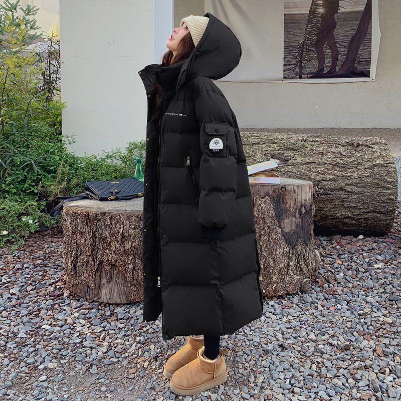 Fashionable and Thickened Red Long Padded Jacket for Women, Winter Outwear Coat with Bread Service Style
