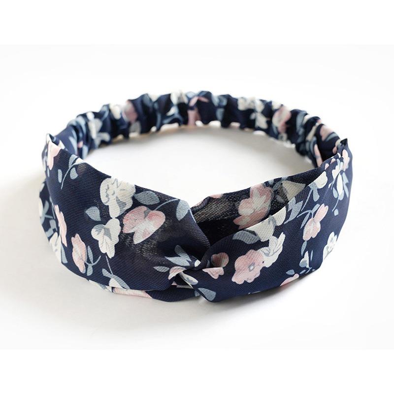 Leopard Print Flower Spring Autumn Summer Chiffon Cross Elastic Headband Women Headband Hair Accessories Headgear
