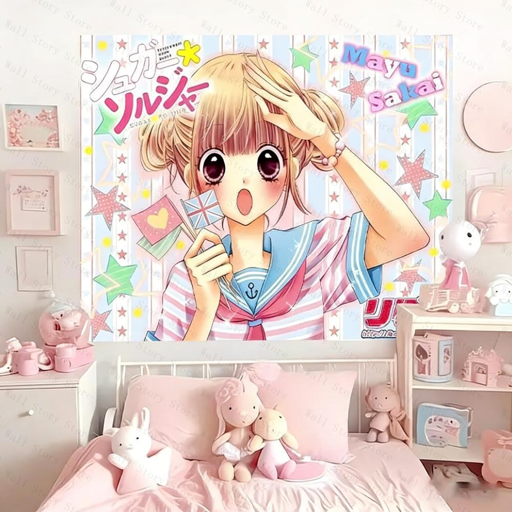

Manga girls heart style cute Aesthetic tapestry atmosphere decoration of bedroom Tapestry Bedside Tapestry Bathroom Tapestry 74x94cm(29x37in)