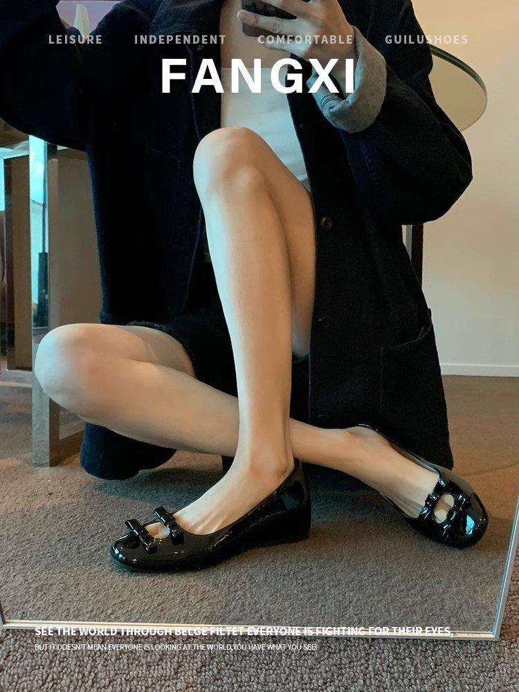 

[youshilai] French small inner height increase flat single shoes women s spring and autumn square head Mary Jane high heels 40