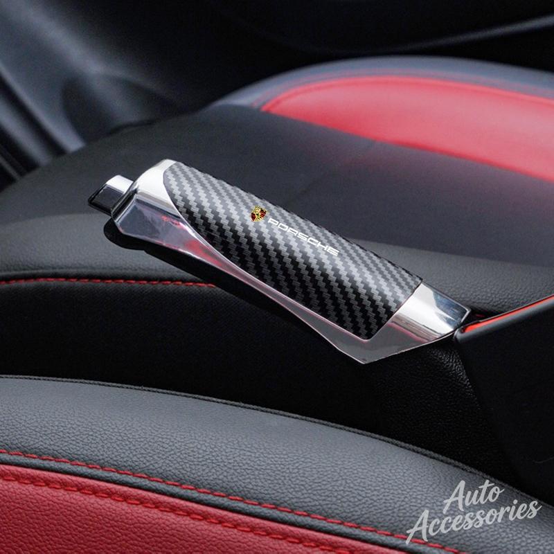 Auto Handbremsabdeckung Kohlefaser Handbremsgriffe Schutzabdeckung Für Porsche Cayenne Panamera Macan 911 Taycan Boxster Cayman