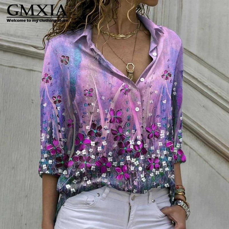 GMXIA 38 Color Women's Fashion Casual Long Sleeve POLO Neck Leisure Blouses & Shirts