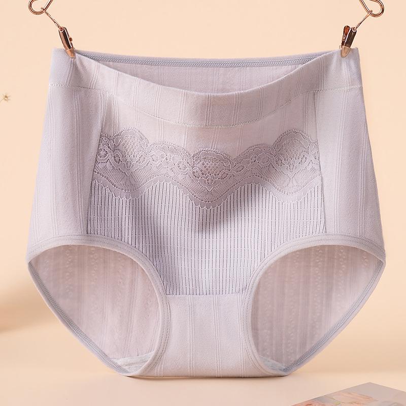 Big Size Ladies Spring and Autumn Pure Cotton High Waist Belly Without A Mark Wrapped Hip Middle Aged Briefs