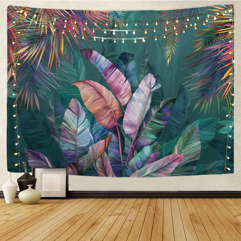 Flamingo Green plant tapestry Bathroom Hawaii Flower  Printing Cactus Succulent Shower Selva Hanging Cloth Home Decor Tapestry