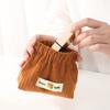 Corduroy Self-Closing Pouch Hair Tie Organizer Portable Snap Closure Pouch Storage Bag for Lipstick
