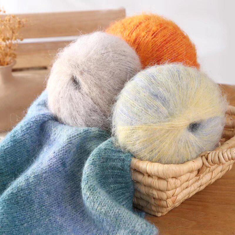 Gradient Silk Mohair Yarn for Hand-Knitted Sweaters and DIY Shawls