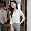 2025 Spring Women's V-Neck Mulberry Silk Blouse - Solid Color, Loose Fit