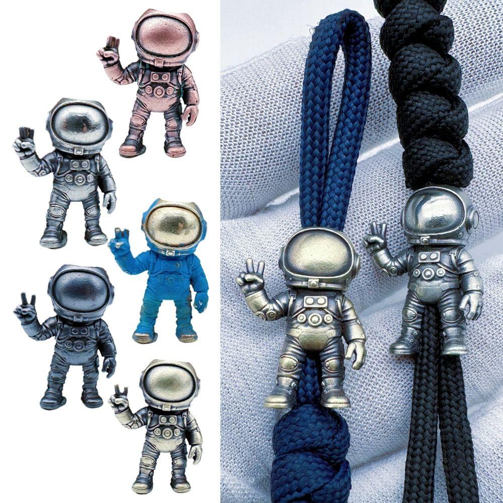 3D Design Astronaut Pendant Bead Brass Figure Spacer Bead  for Keychain DIY Making