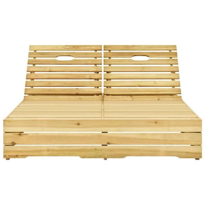 VidaXL Chaise longue double avec coussins Bois de pin imprégné