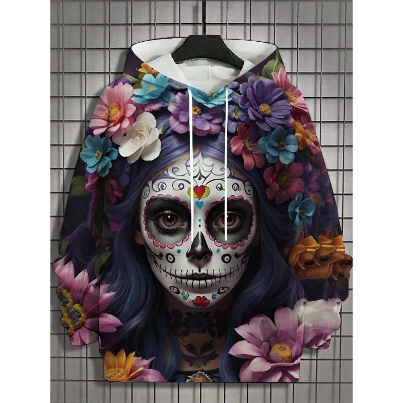 Fashion Women's Hoodie for Girls Autumn New Men's Long Sleeve Tops Sexy Girls Clothes Horror Undead Skull Pattern Unisex Tops