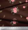 Soimoi Japan Crepe Satin Fabric Leaves,Aster & Camellia Flower Printed Craft Fabric by the Metre 42 Inch