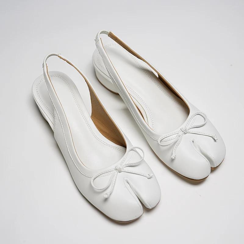 2025 New Brand Design Fashion 3CM Tabi Sandals  Split Heel Ballet  Summer High Heel Single Shoes Bow Mary Jane Shoes