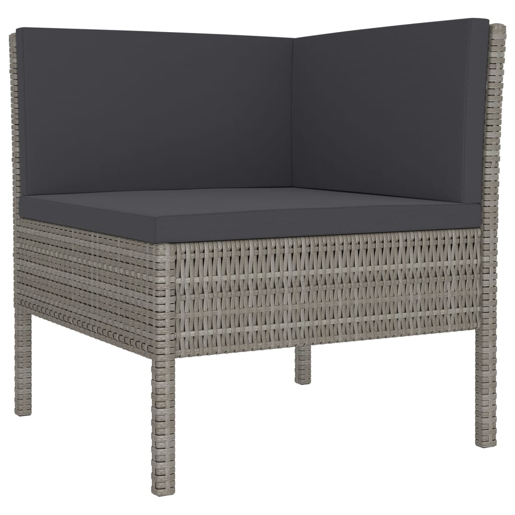 Vidaxl 8-Cz. Garden Lounge Set, Cushions, PE Rattan, Grey