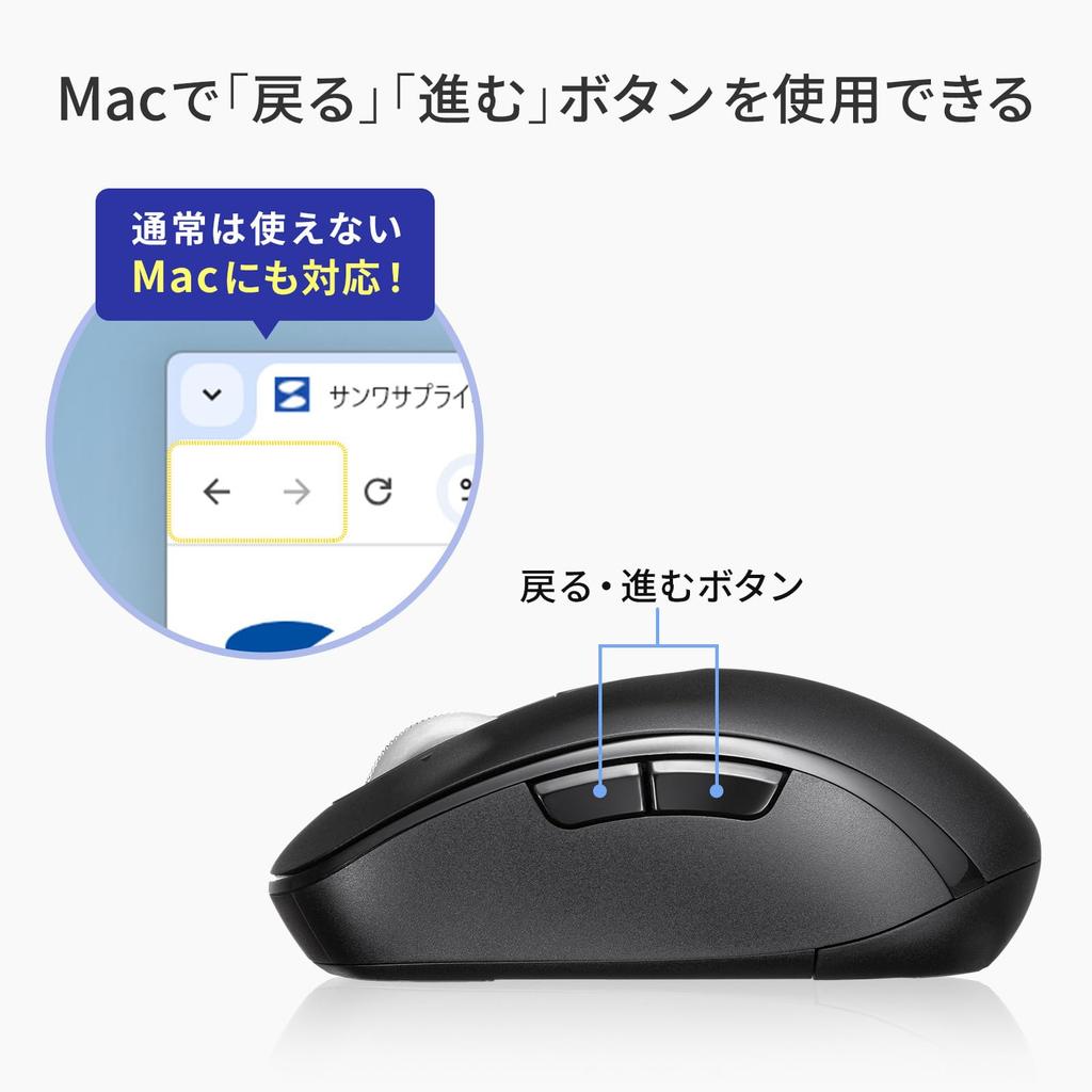 Sanwa Supply Silent Wireless Mouse (Tilt Wheel, High-Speed Scrolling) MA-WBS530BK