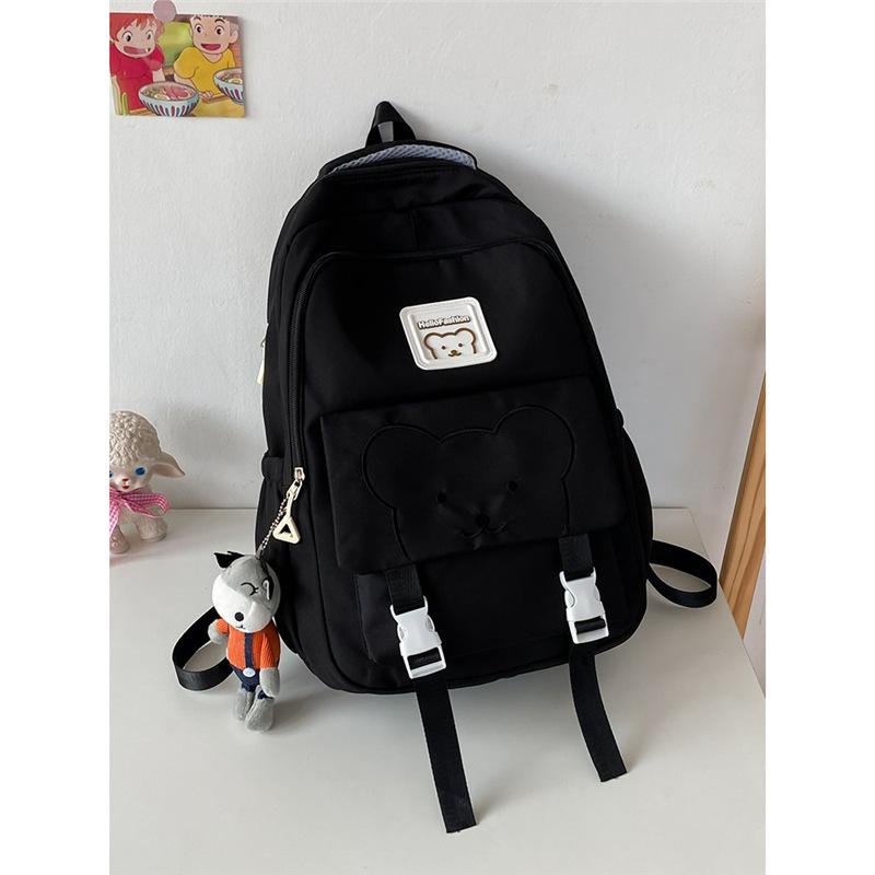 Schoolbag Korean version large capacity trend simple fashion cute bear middle and high school students durable backpack