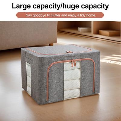 3Pcs Stackable Storage Boxes Reusable Foldable Fabric Organizer Waterproof Closet Zippers Container for Clothing Bedding Shelves
