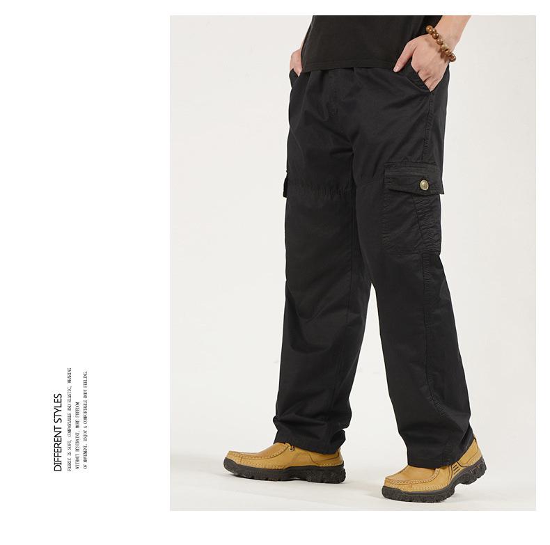 Men's Spring Elastic Waist Work Pants - Straight Leg, Loose Fit, Plus Size, Casual Long Pants for Middle-Aged and Elderly