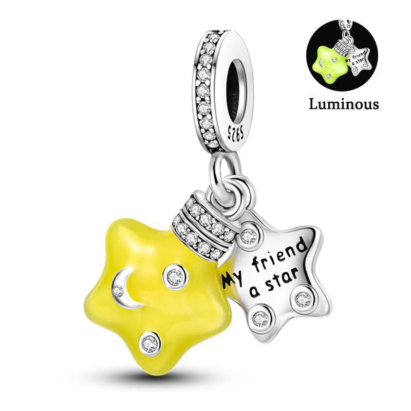 Charm Bead Components Compatible With Pan Copper Metal Firefly Ocean Star Butterfly Glowing Changing Color Trendy Authentic Original Bracelets Do It