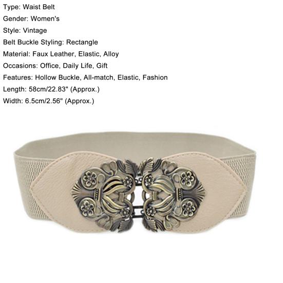 Taillengürtel Elastisch Hohle Schnalle Kunstleder Damen Vintage Taillengürtel für Büro