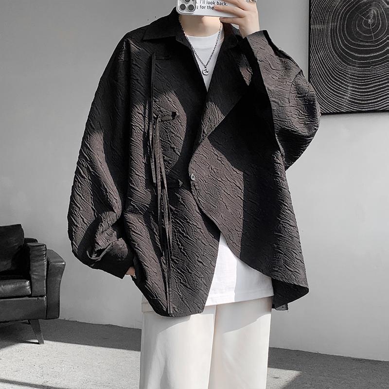 

2025 Весна и осень PU красивое пальто мужское Ins High Street модный бренд Гонконгский стиль японский стиль Харадзюку корейский стиль модная свободная куртка 3XL чёрный