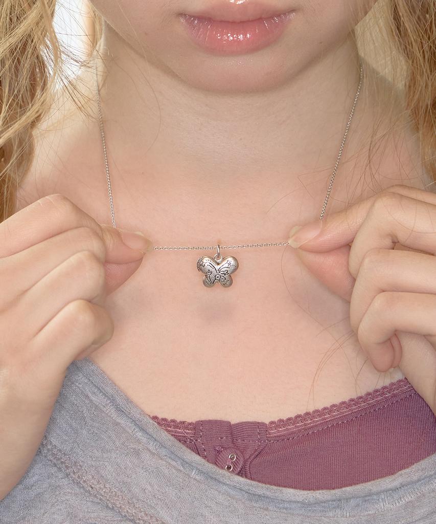 Kiibi Butterfly Locket Necklace Silver