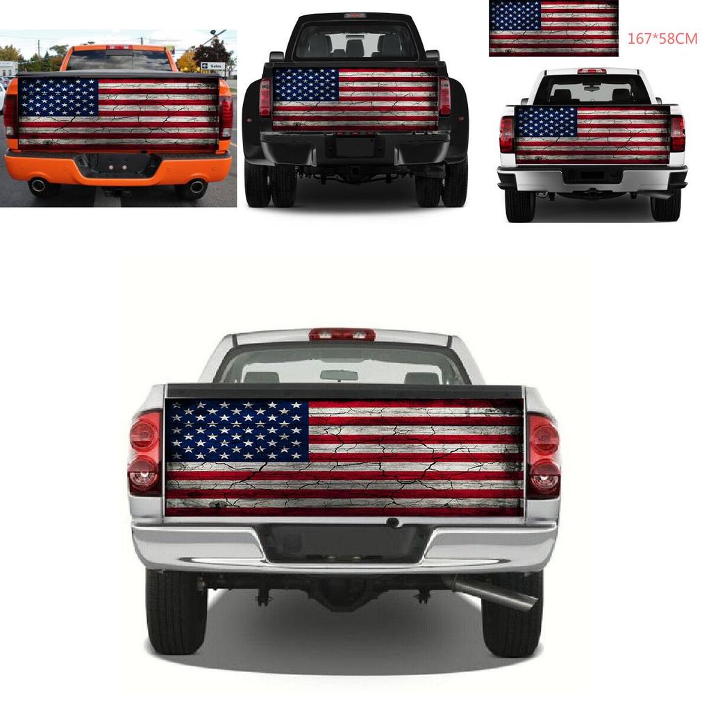 Bold Red White American Flag Print Rear Graphic Decal Sticker For Trucks And Suvs