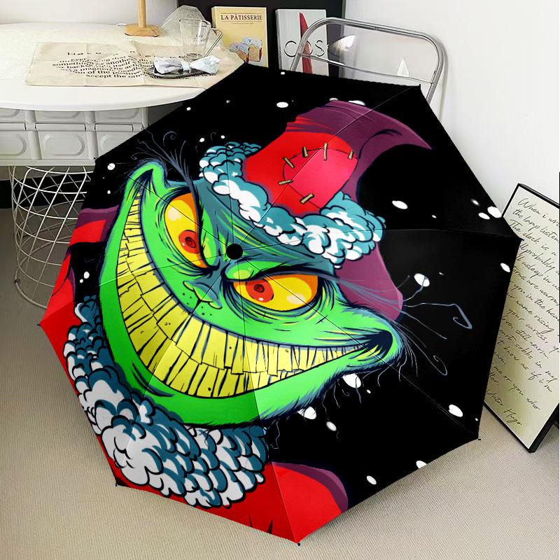 Christmas Collage Umbrella Folding umbrella, automatic umbrella 8-Frame for Travel, camping Use Gift for Halloween Christmas