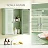 Bathroom Wall Cabinet, Hanging Storage Unit, 2 Louvered Doors, Adjustable Shelf, Green