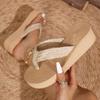 Women's Summer Casual Flat Sandals,Solid Color Woven Rope Design, All-Season Slip-On Vacation Style Shoes,Mid Heel with EVA Insole & Sole,Fabric Upper