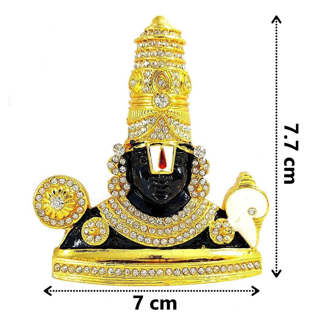 Tirupati Balaji Idol Lord Venkateswara Idol Black Gold Metal Statue for Home Décor Car Dashboard Mandir Pooja Murti Temple Puja Office Table Showpiece