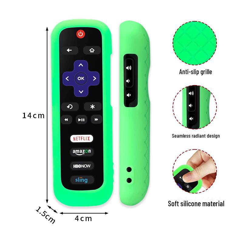 Roku TV Remote Control Luminous Anti-Slip Cover - Dirt-Resistant & Anti-Fall Sleeve