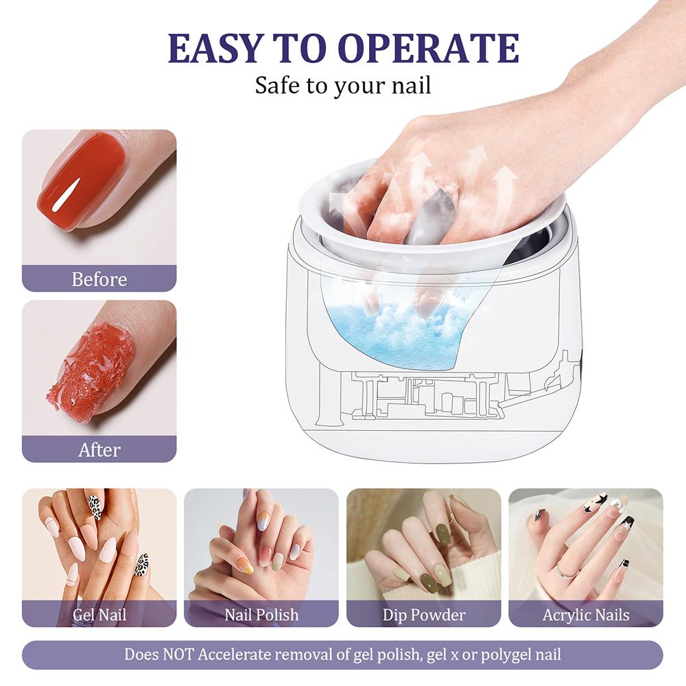 Elektrisk neglelakkbløtebolle Damp 5-fingers innerliner Neglelakkfjerningsmaskin Steamer Oppvarming UV Gel Fjerner Bløtlegg