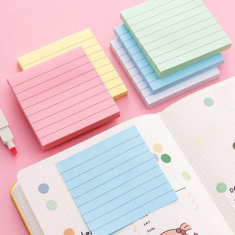 Colored Horizontal Line Sticky Notes Students Multifunctional Removable Note Paper Office Notes Memos Message Sticker Stationery